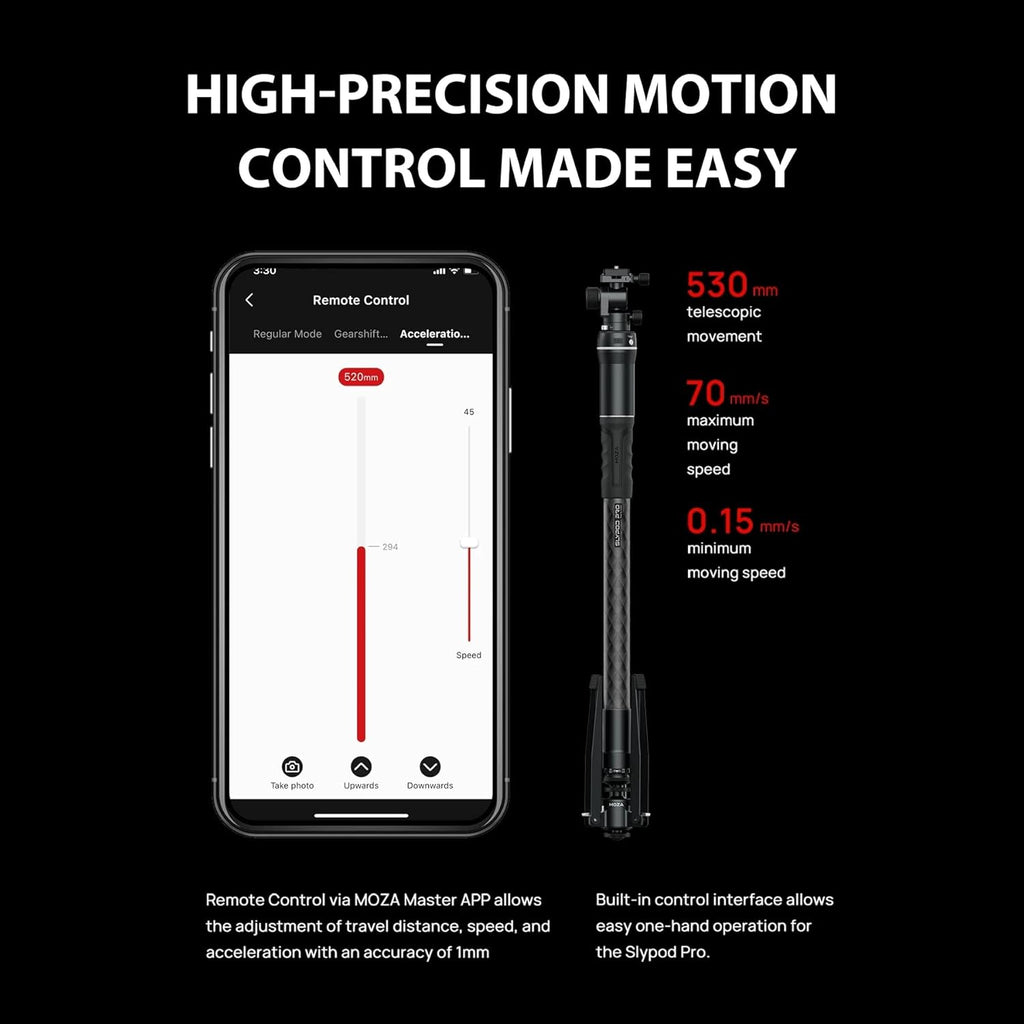 Motorized Monopod Camera Slider, Carbon Fiber, Vertical Payload 13Lb, Extendable to 54.3 in Q506479