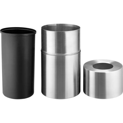 Aluminum Trash Container, Satin Clear, 35 Gallon Capacity Z595