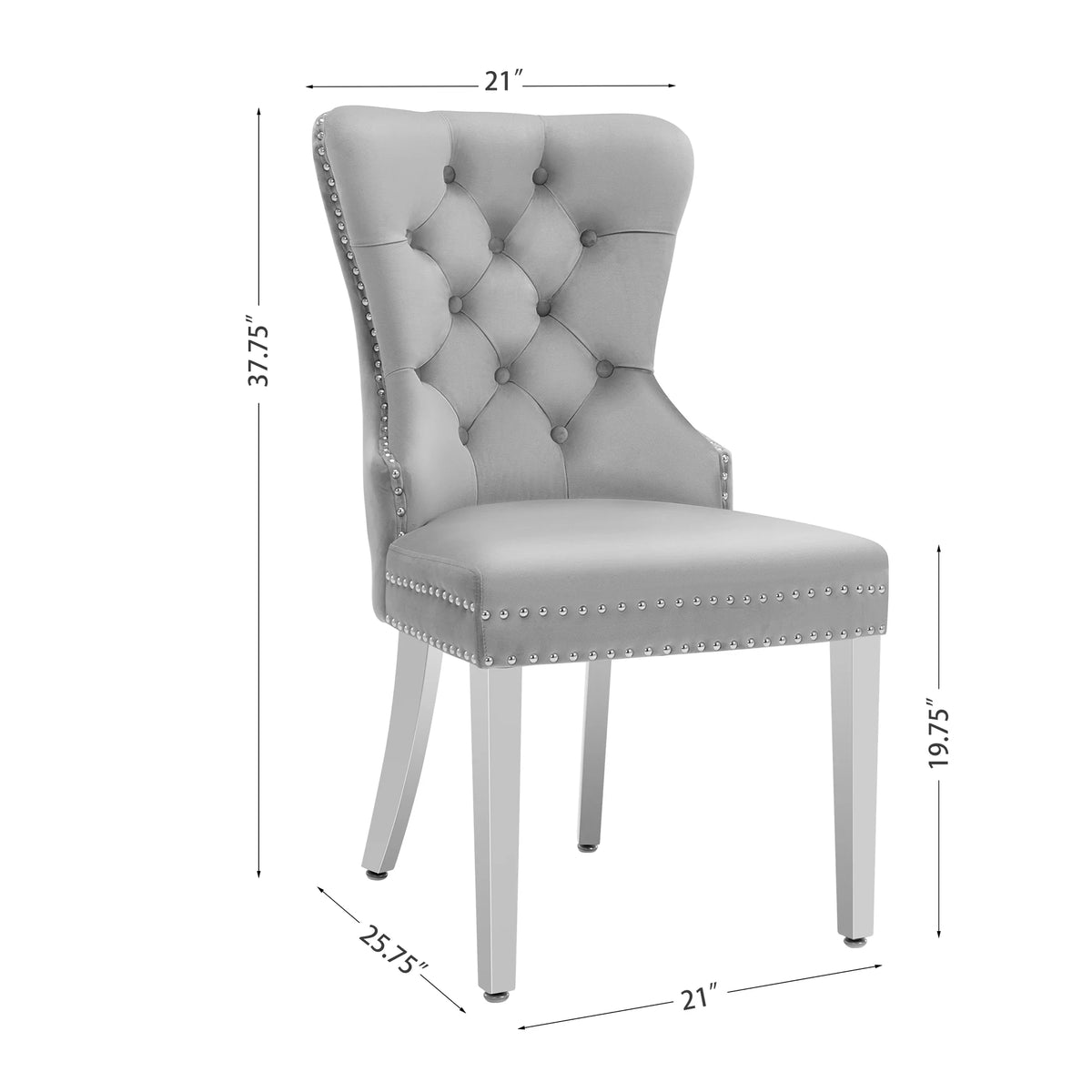 Velvet Wingback Dining Chairs Set of 2 Light Gray O381426