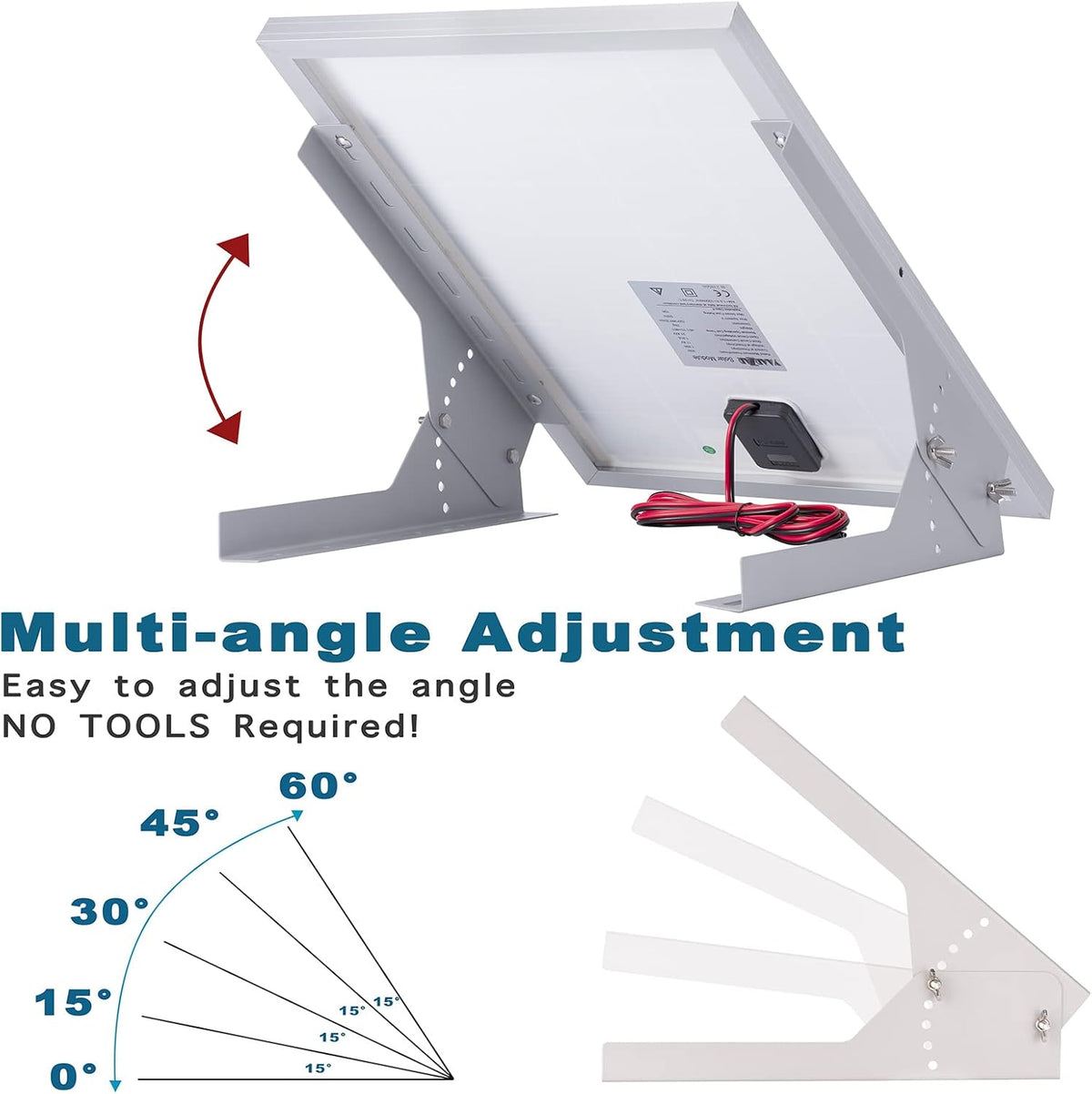 100 Watt 12V Solar Panel Kit with Adjustable Tilt Mount Brackets and 30A PWM Solar Charge Controller R205