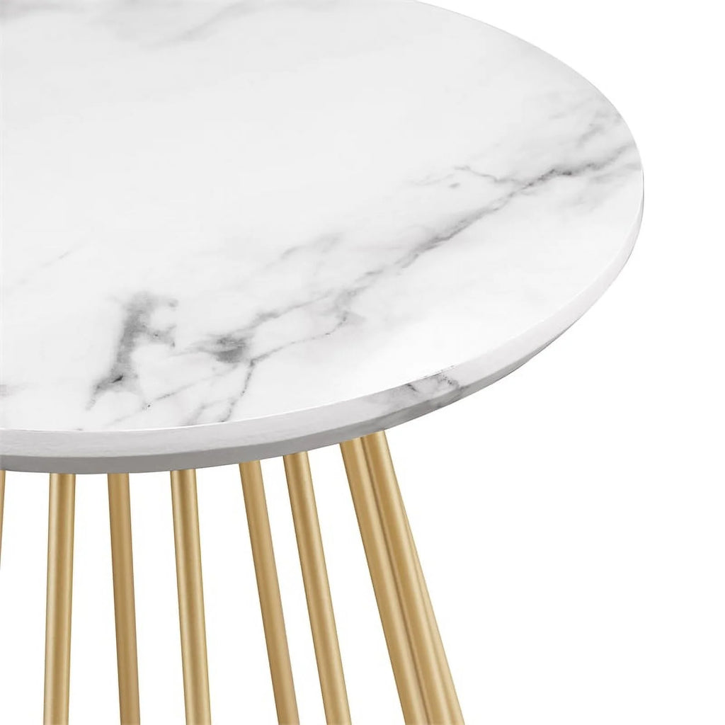 16" Modern Wood Side Table with Metal Caged Base J566423