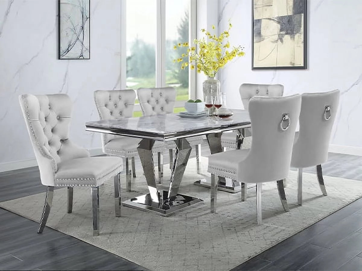 Velvet Wingback Dining Chairs Set of 2 Light Gray O381426