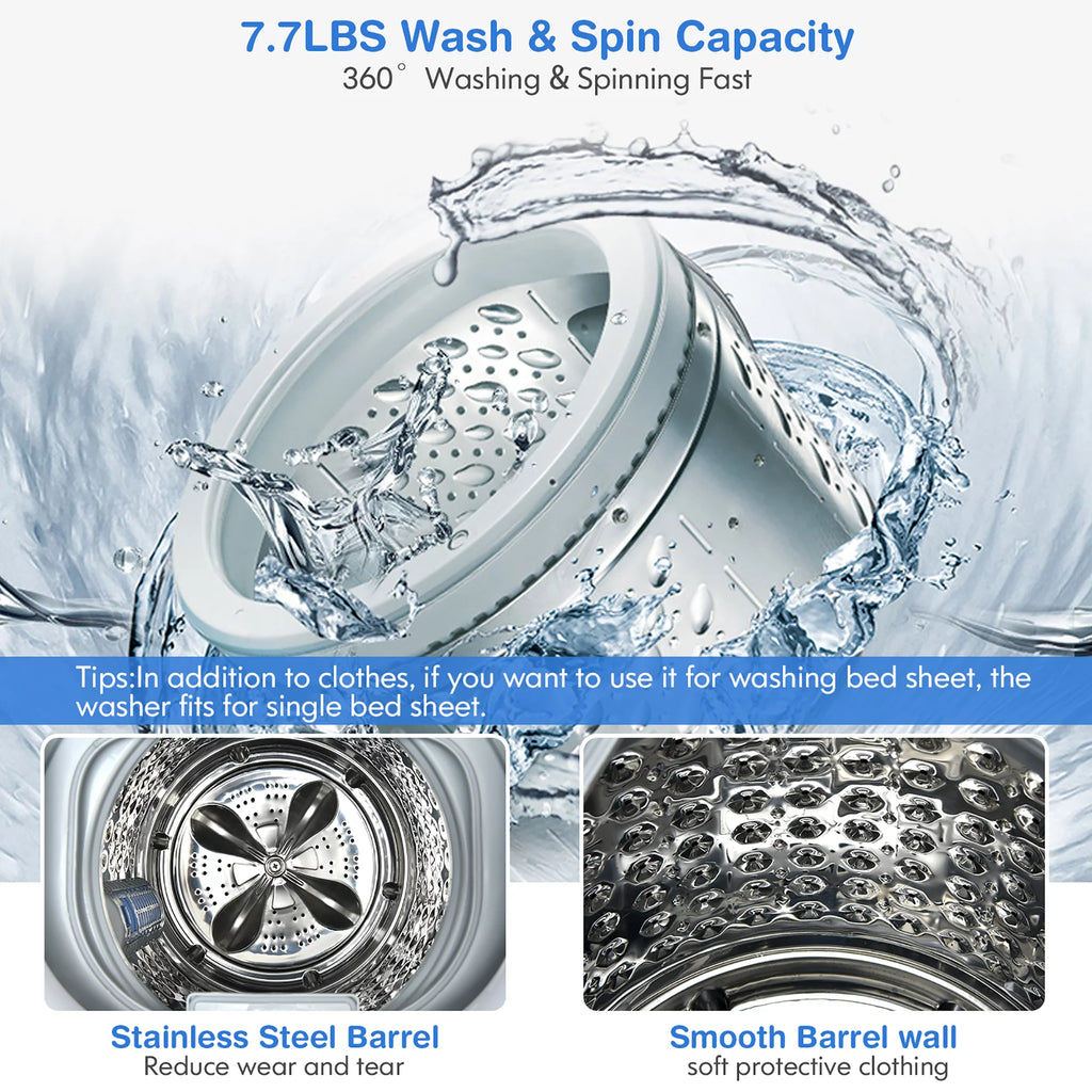 7.7 lbs Compact Full Automatic Washing Machine T278985