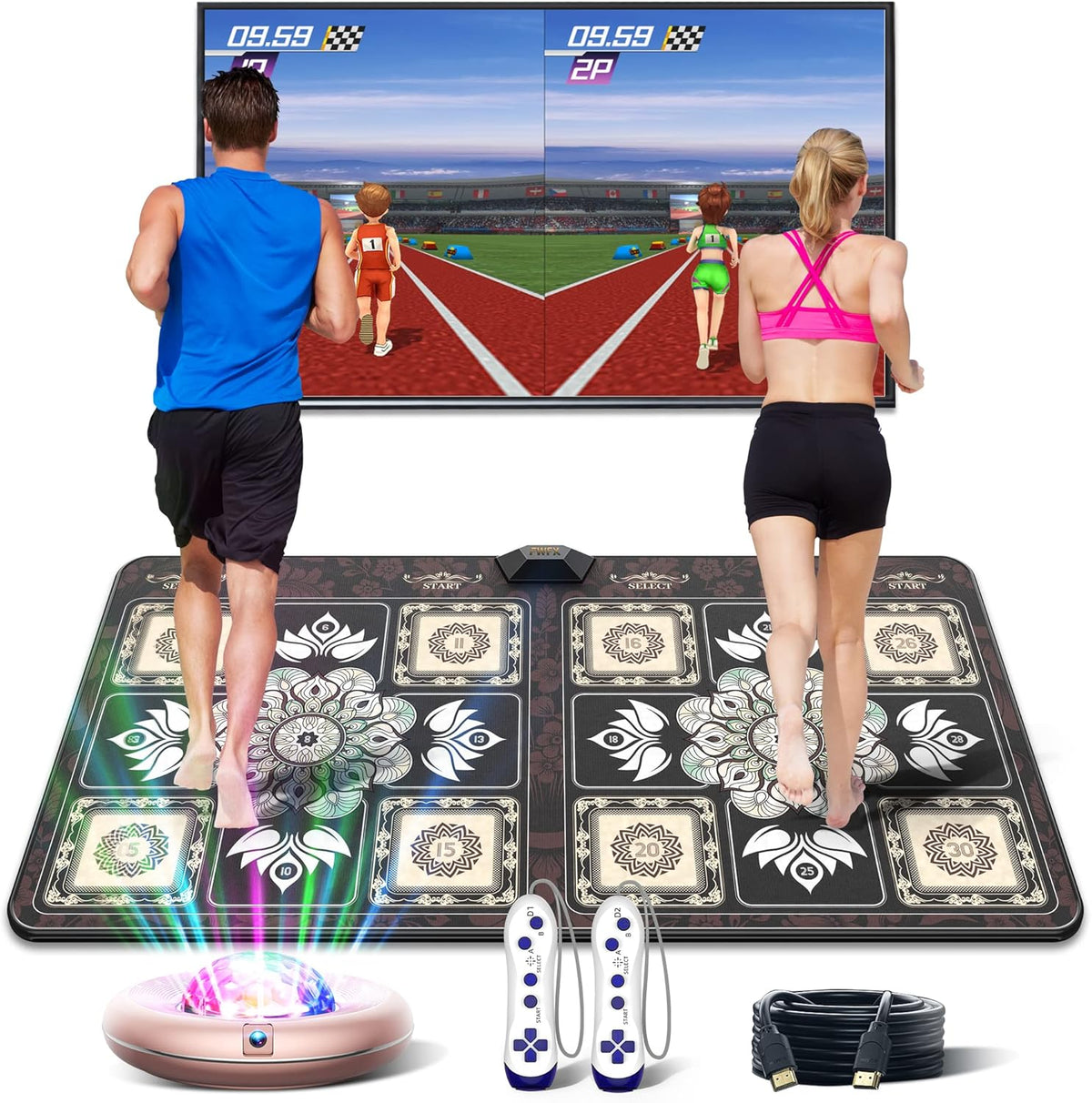 Dance Mat for TV, Wireless Musical Electronic Dance Mats with HD Camera, Double User Non-Slip Dance Step Pad Q27036