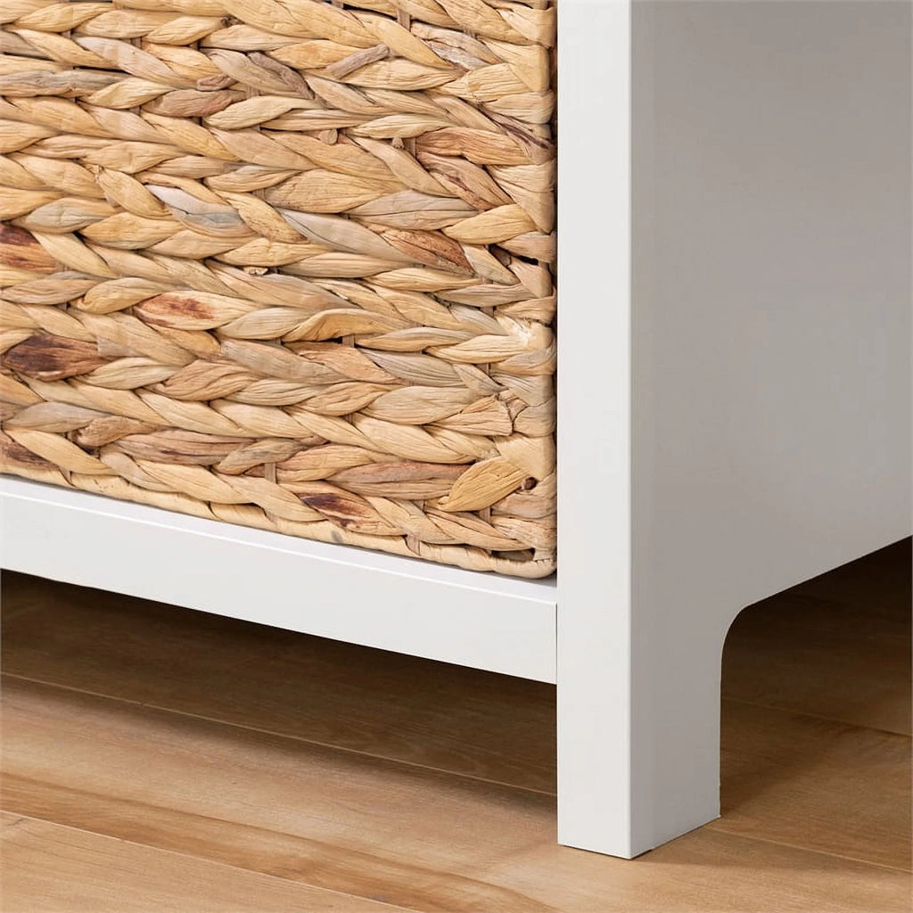 White 3-Drawer Engineered Wood Dresser with Baskets L51374