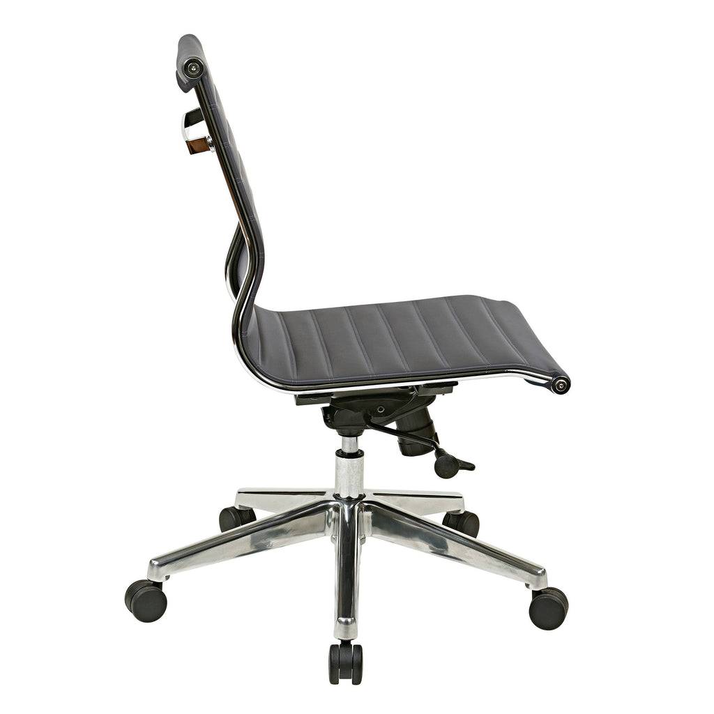 Grey Armless Mid Back Eco Leather Chair E6842