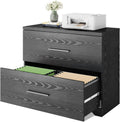 Gray Oak 2 Drawer Wood Lateral File Cabinet J745