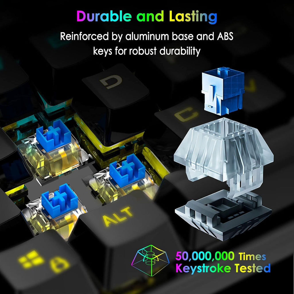 RGB Backlit 104 Keys Blue Switch Wired Mechanical Gaming Keyboard E10468