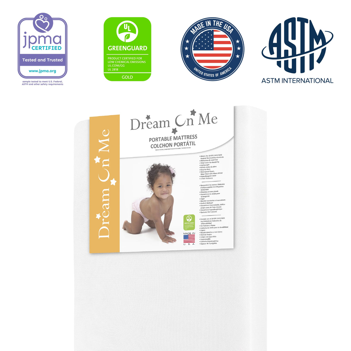 2-In-1 Breathable Foam Two-Sided Mini Crib Mattress H37839