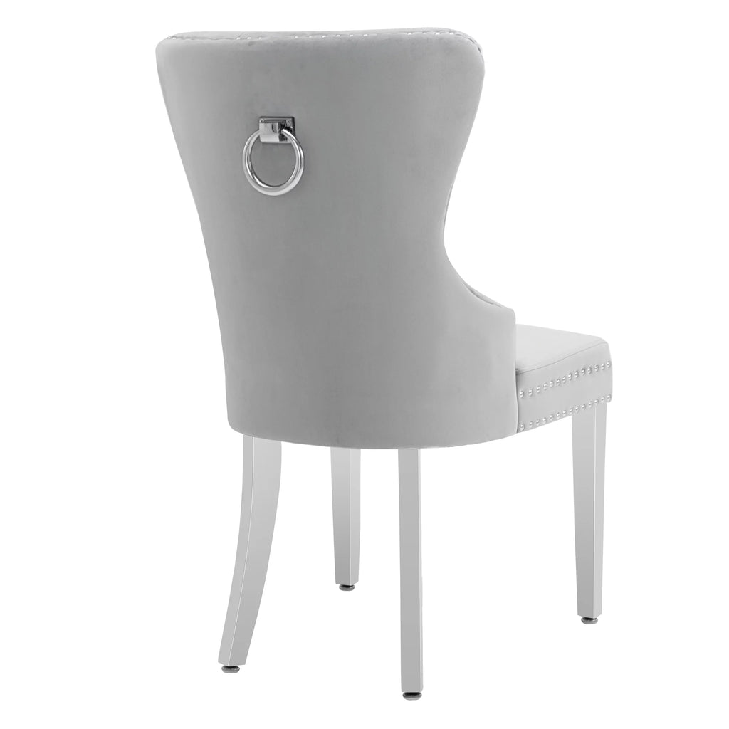 Velvet Wingback Dining Chairs Set of 2 Light Gray O381426