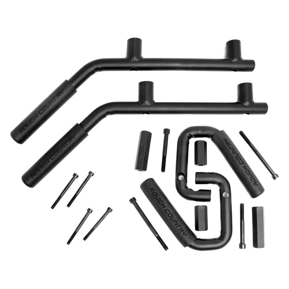 Jeep Solid Steel Grab Handle Set Black Q34989
