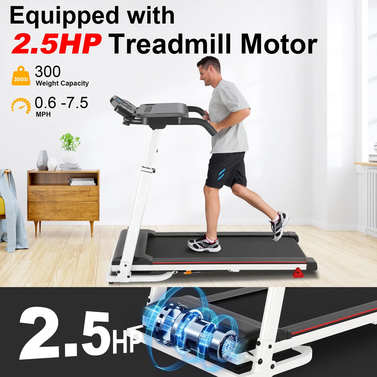 300Lbs Portable Folding Treadmill with Desk W3932