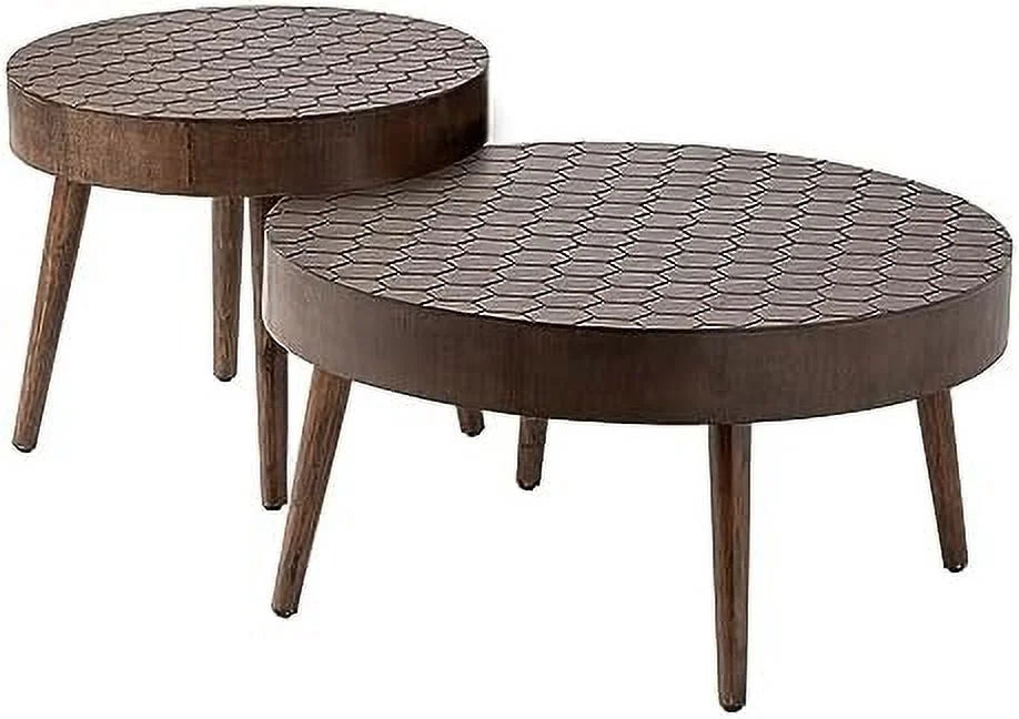 2 Piece Round Nesting Coffee Table Set Wood H526084