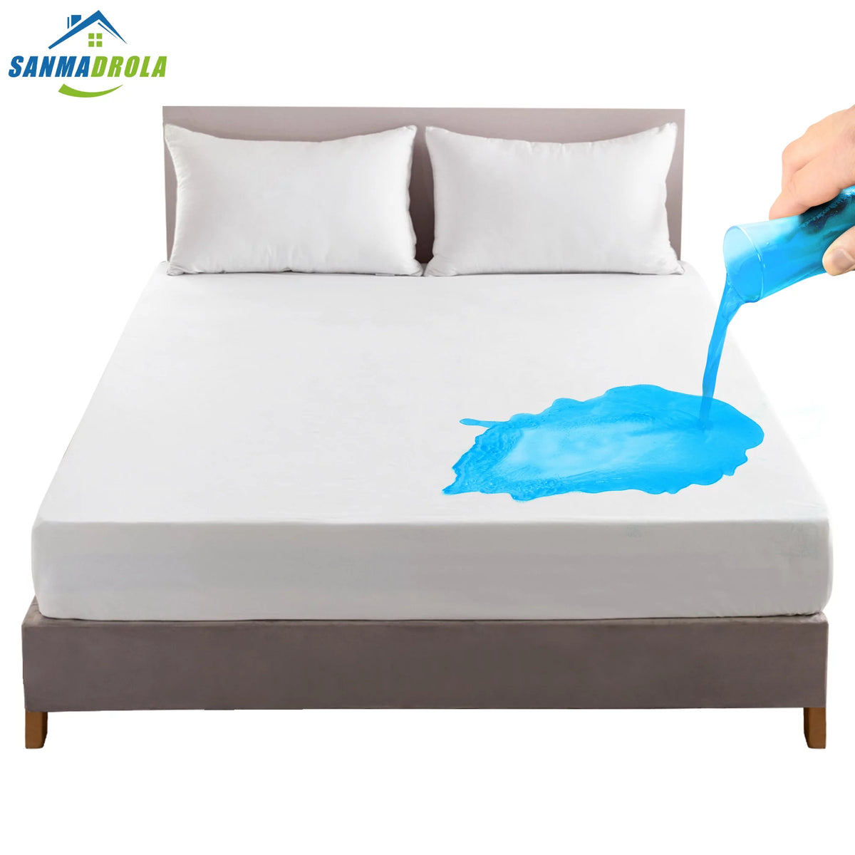 100% Waterproof Breathable Machine Washable White Queen Mattress Protector O5185