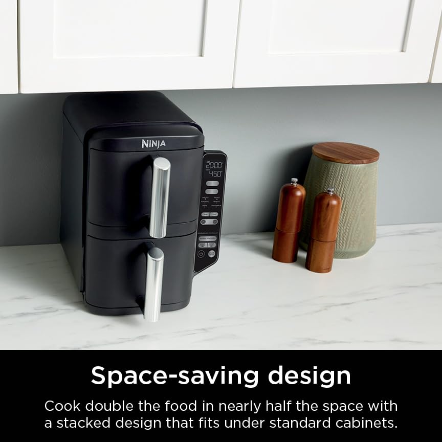 8 QT DoubleStack 2-Basket Air Fryer, Black C70949