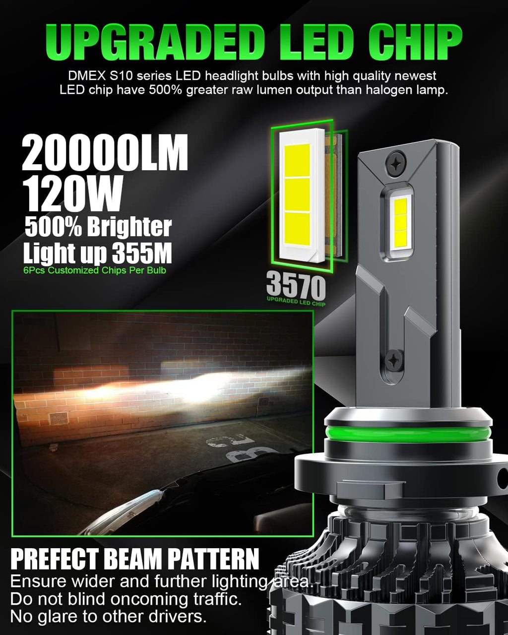 H11/H9/H8/H16 LED Headlight Bulbs, 6000K Cool White, Pack of 2 I95038