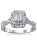 10kt White Gold Emerald Cut Diamond Engagement Ring E1040