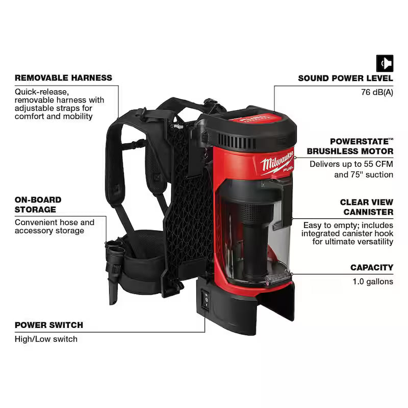 18-Volt Lithium-Ion Brushless Cordless 3-in-1 Backpack Vacuum K2158