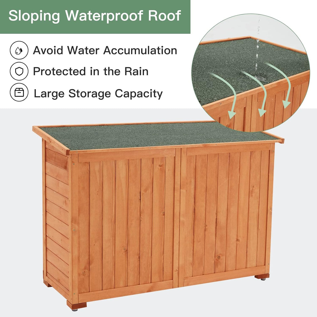 Wooden Outdoor Storage Cabinet with Lockable Double Doors E77501