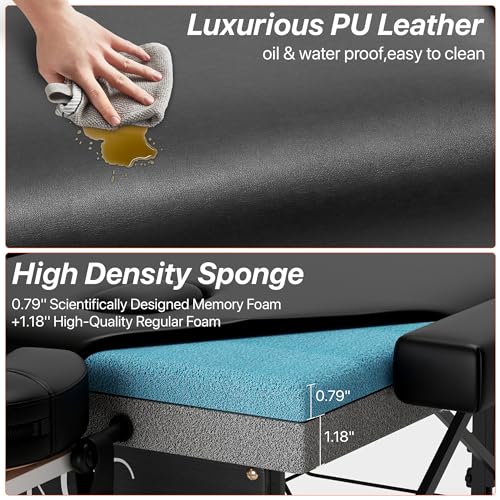 Memory Foam Portable Foldable Massage Table D405