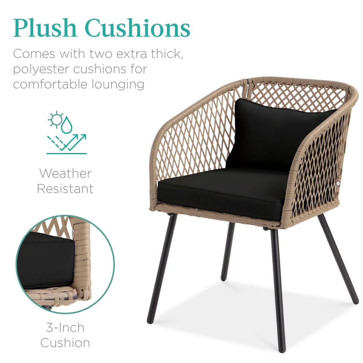 3-Piece Outdoor Wicker Bistro Set N3516