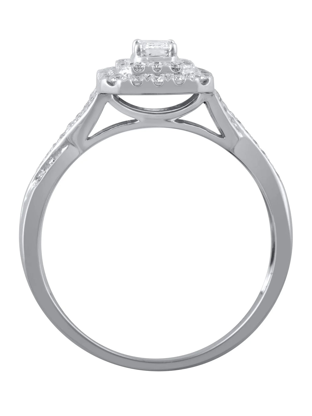 10kt White Gold Emerald Cut Diamond Engagement Ring E1040