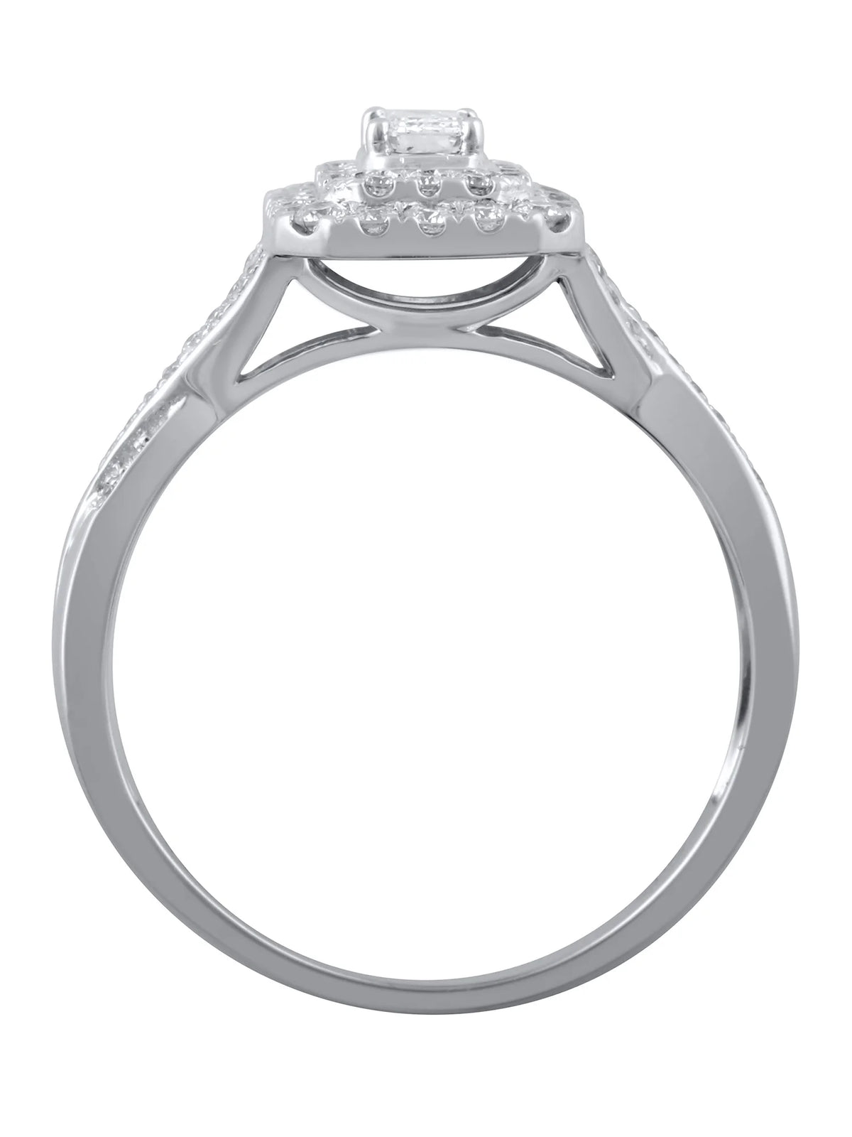 10kt White Gold Emerald Cut Diamond Engagement Ring E1040