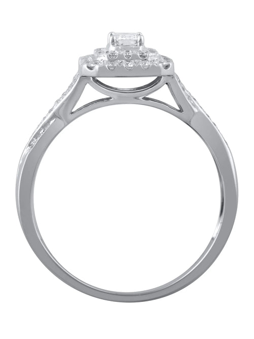 10kt White Gold Emerald Cut Diamond Engagement Ring E1040