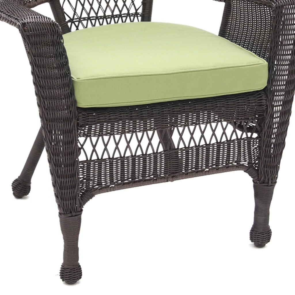 White Wicker Chair with Tan Cushion P518519
