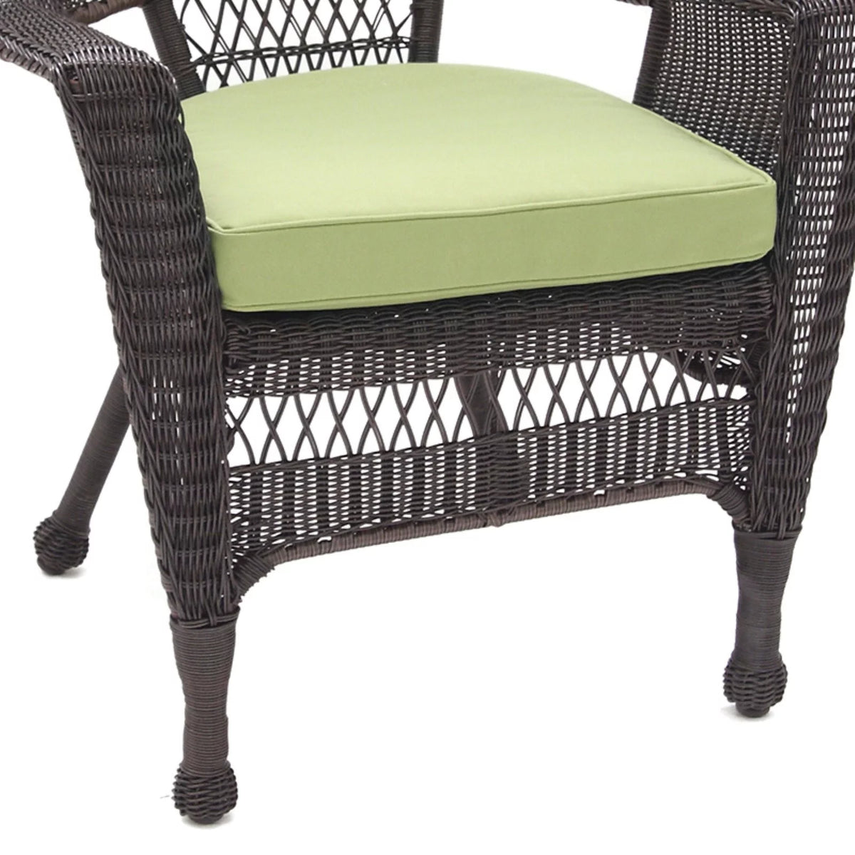 White Wicker Chair with Tan Cushion P518519