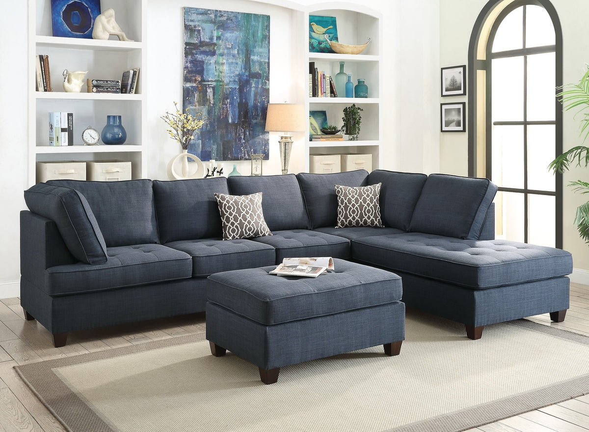 Dark Blue Sectional Sofa Set W66918