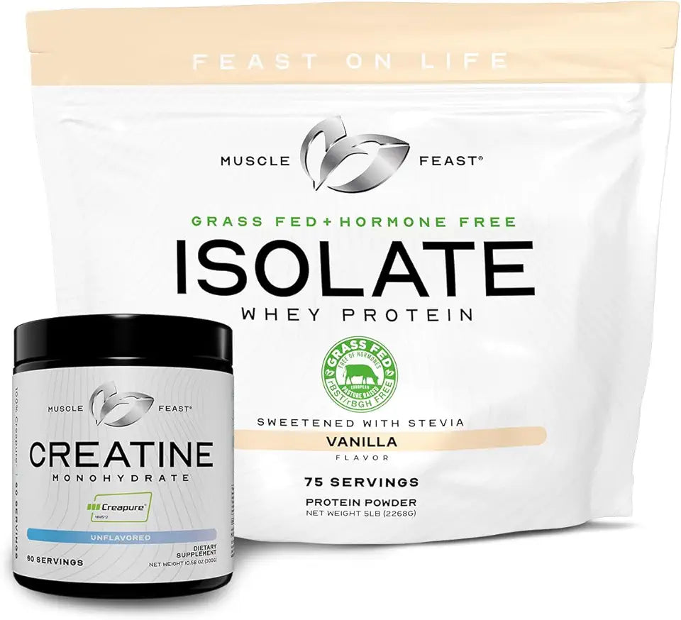 Unflavored 300g Powder and Vanilla 5lb Whey Protein Isolate Bundle O438820