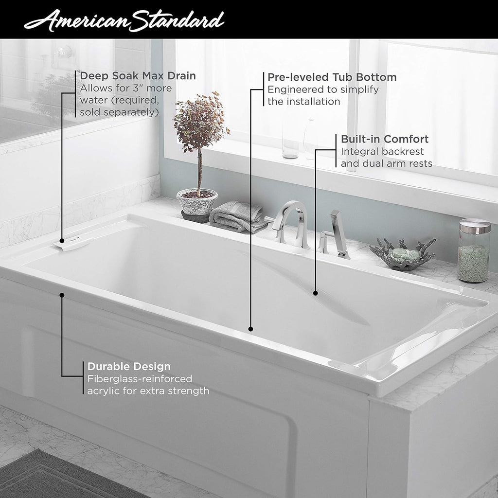 Deep Soaking Tub with Reversible Drain L779719