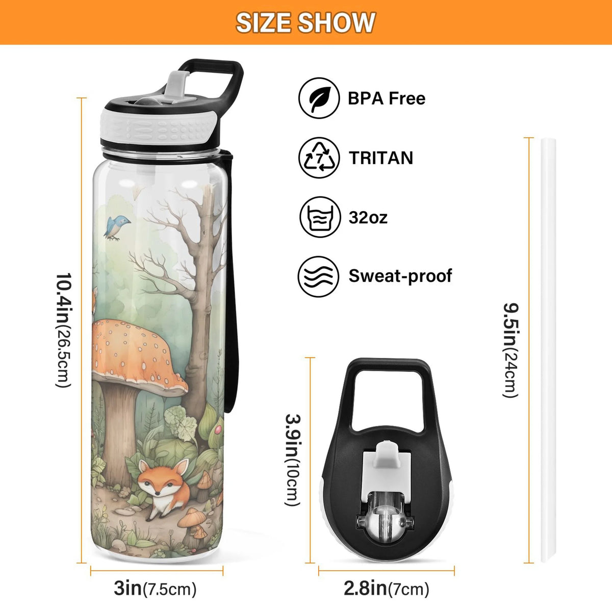 Clear Tritan 32oz Water Bottle with Straw P507932