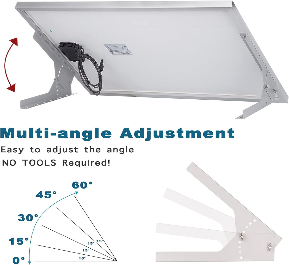 100 Watt 12V Solar Panel Kit with Adjustable Tilt Mount Brackets and 30A PWM Solar Charge Controller R205
