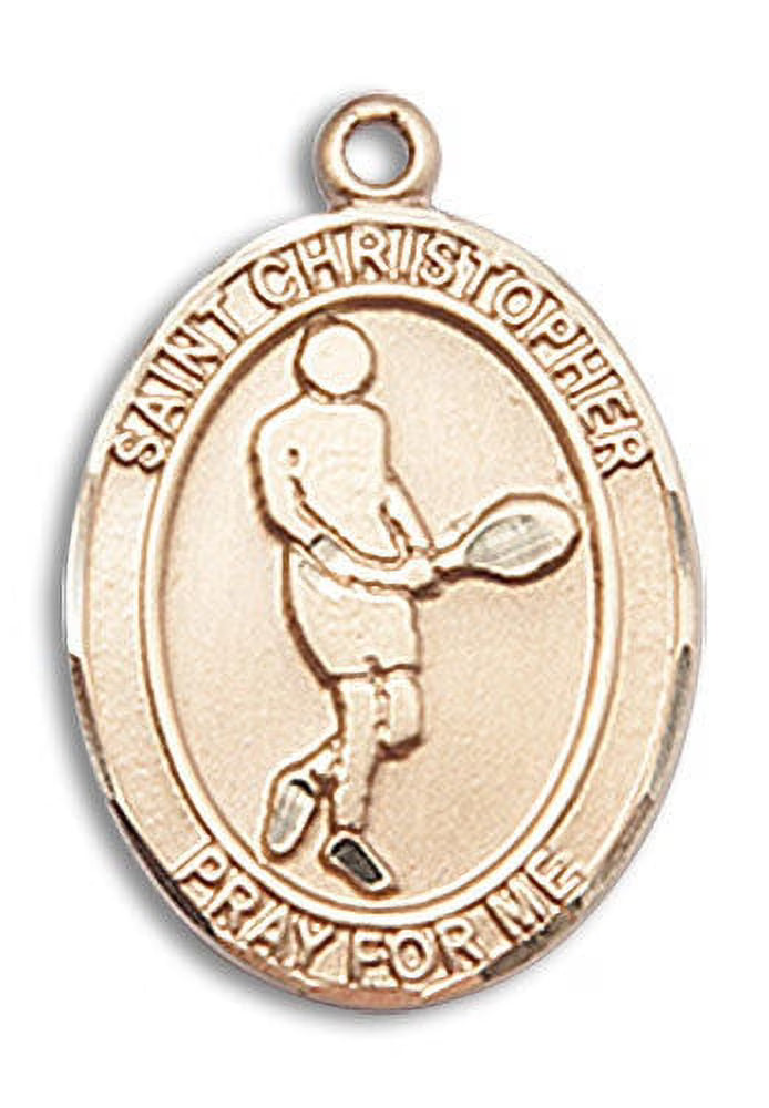 14kt Gold Filled St. Christopher Tennis Medal Pendant Necklace Charm J175934