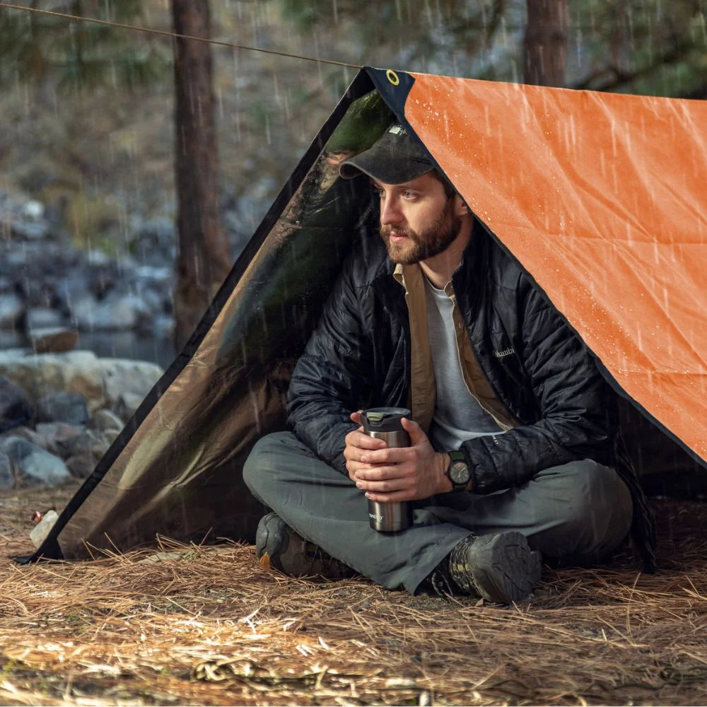 XL Insulated Reflective Thermal Camping Tarp 8.5 ft x 12 ft Orange N658363