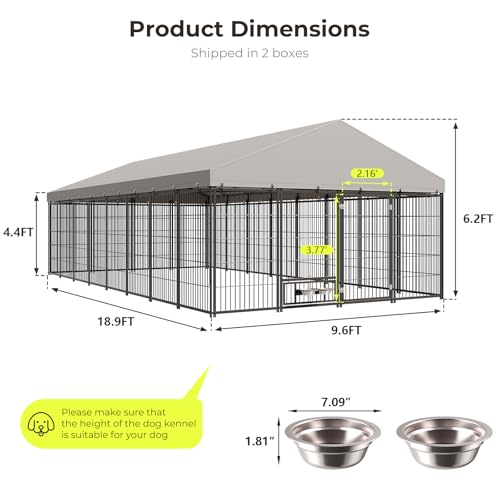 10X19FT Heavy Duty Outdoor Dog Kennel with Cover I35173