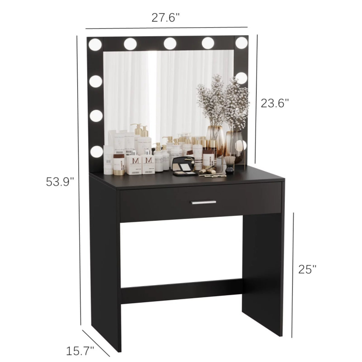 Black Makeup Vanity Table with Mirror O295588