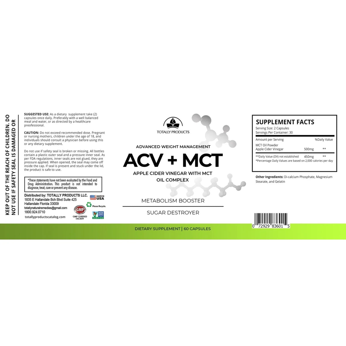 Apple Cider Vinegar with MCT Oil Complex 120 capsules Q6196