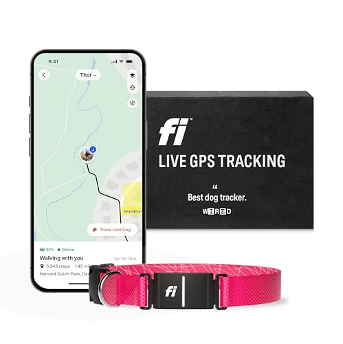 Pink Waterproof GPS Dog Collar with LED Light I4489