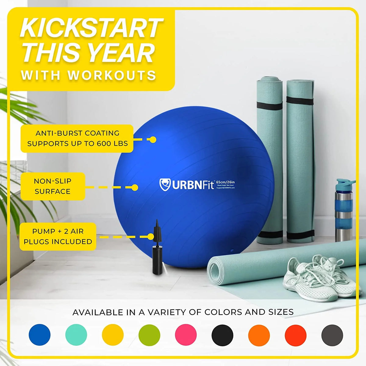 75CM Black AntiBurst Exercise Ball W604