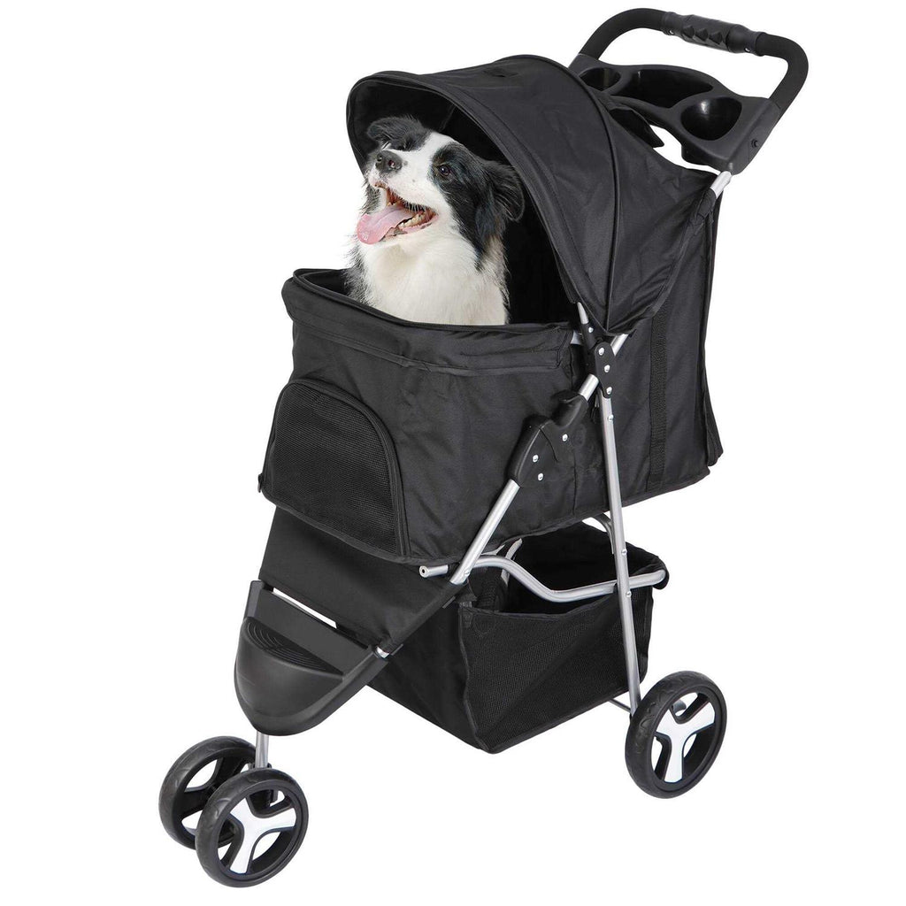 3 Wheel Foldable Pet Stroller with Storage Basket L749867