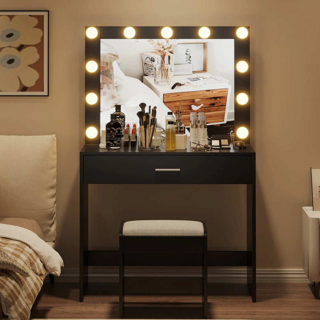 Black Makeup Vanity Table with Mirror O295588