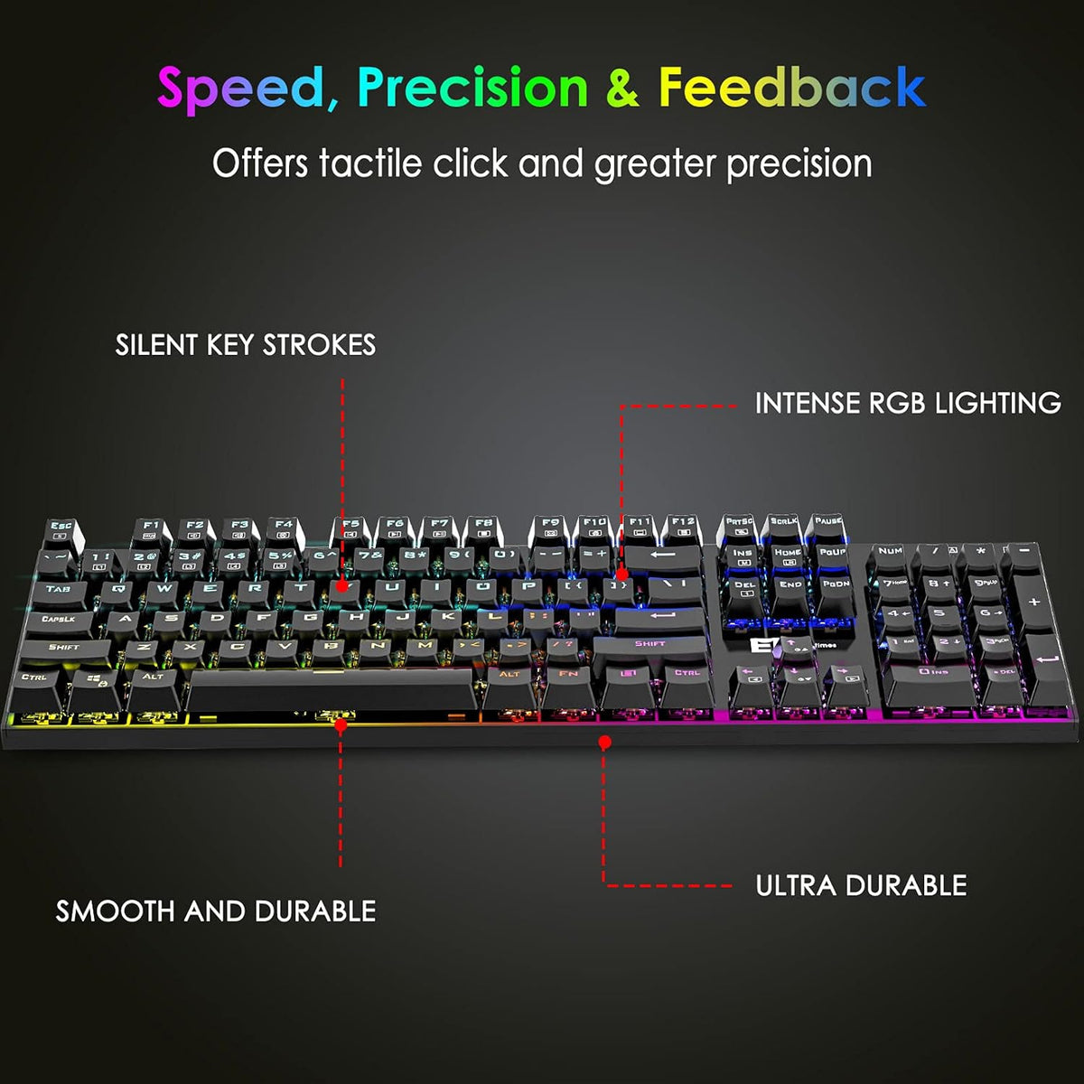 RGB Backlit 104 Keys Blue Switch Wired Mechanical Gaming Keyboard E10468
