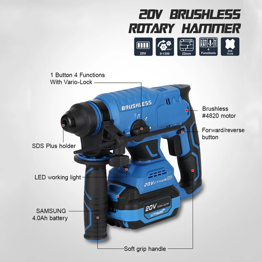 Cordless Rotary Hammer Drill with 20-Volt Battery E861