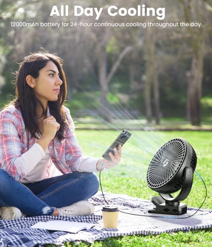 24000mAh 8-inch Portable Rechargeable Clip on Fan Q755