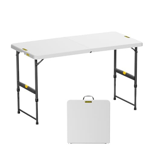 4ft Portable Folding Table, 4 Heights, Gray K822360