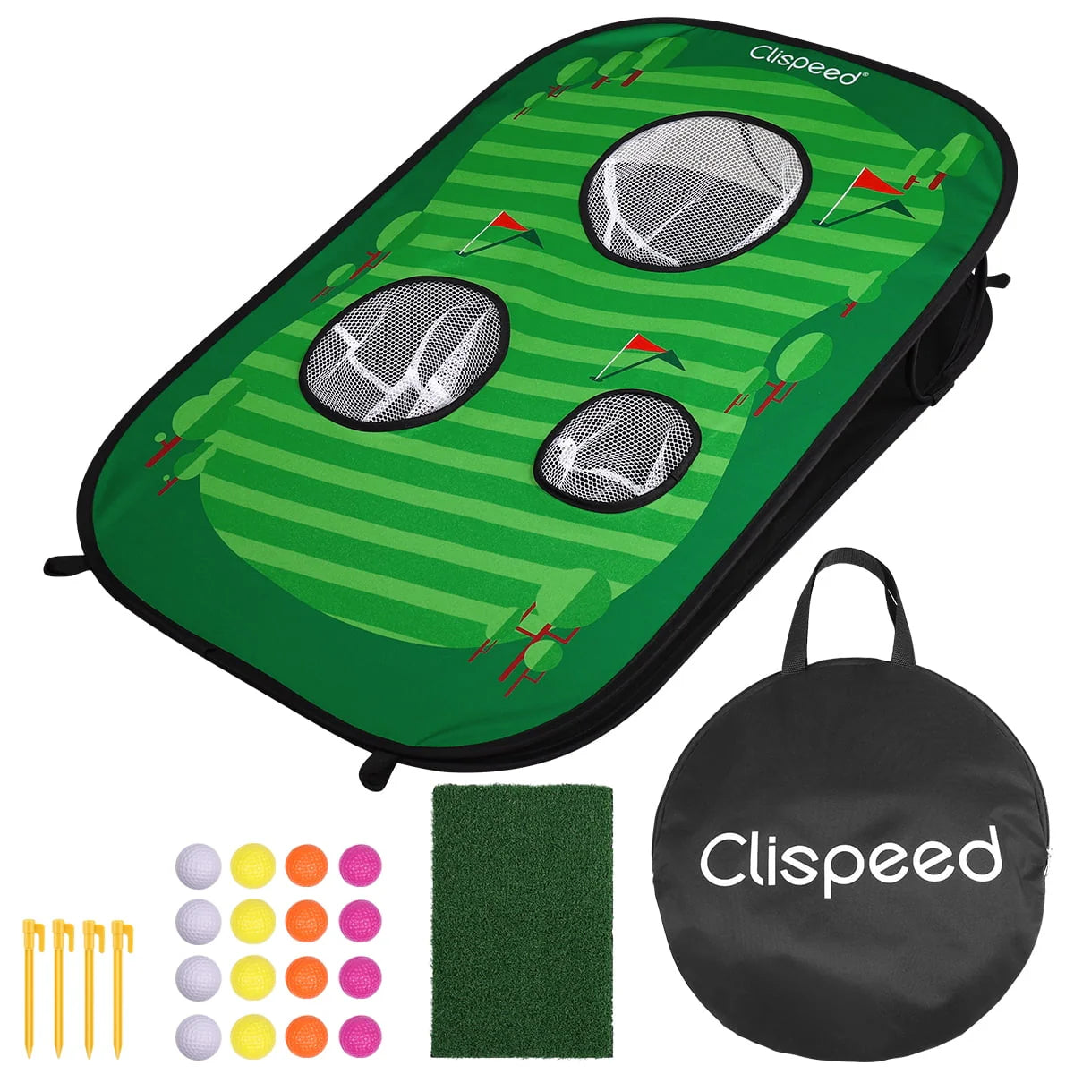 Golf Chipping Cornhole Game Set with Foldable Bean Bag Toss Board T84754