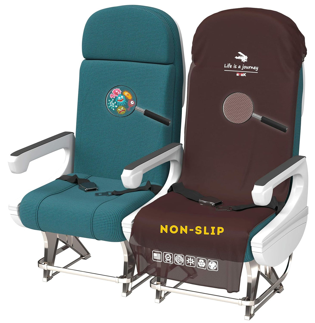 2pcs Disposable/Reusable Hygienic Airplane Seat Covers (Purple, 2-Pack) J860